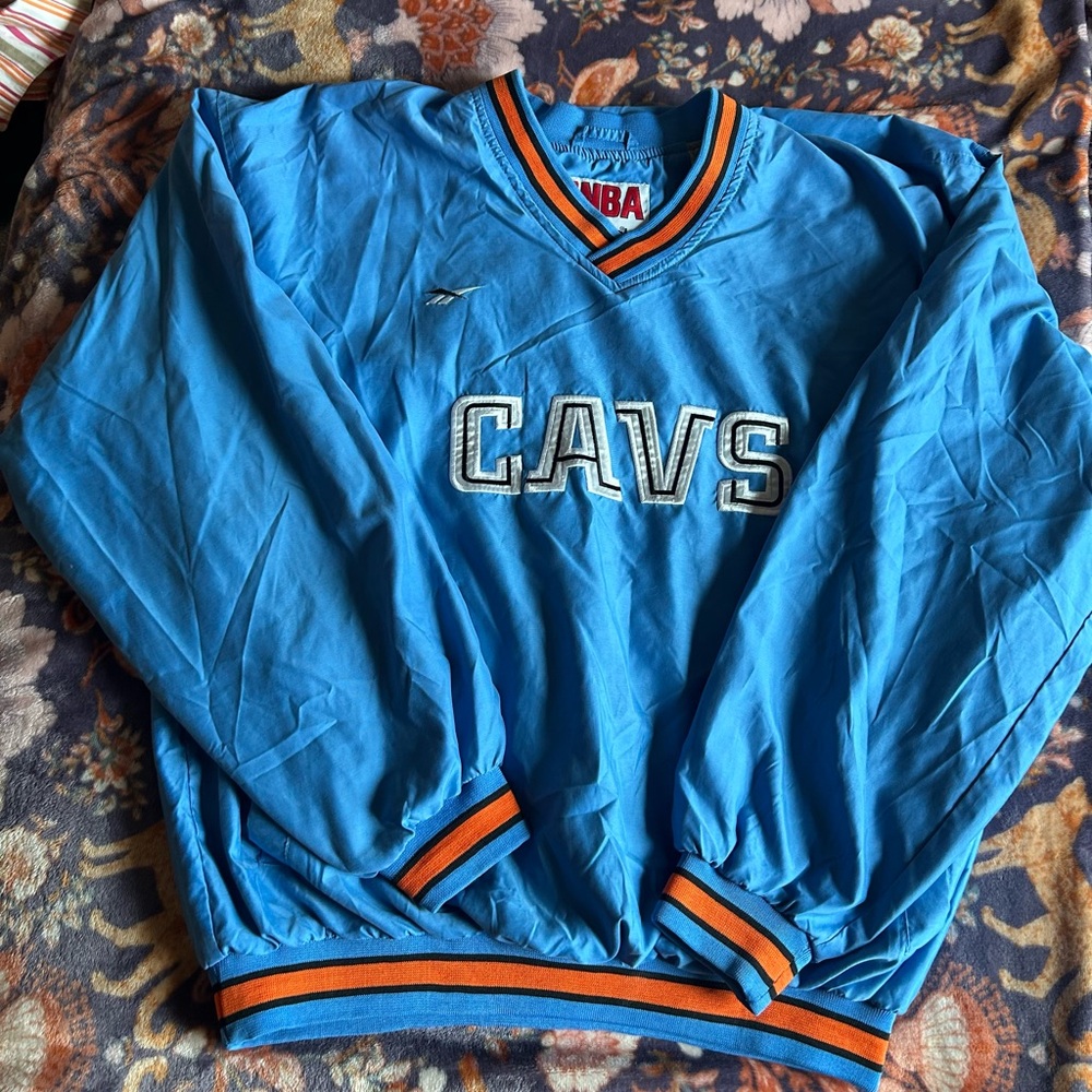 Cavs blue and orange windbreaker, NBA and Rebok collab